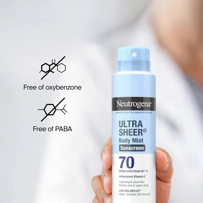 Neutrogena sunscreen - Ultra Sheer Body Mist Sunscreen SPF70 - 141gr - Antiaging Cosmetics
