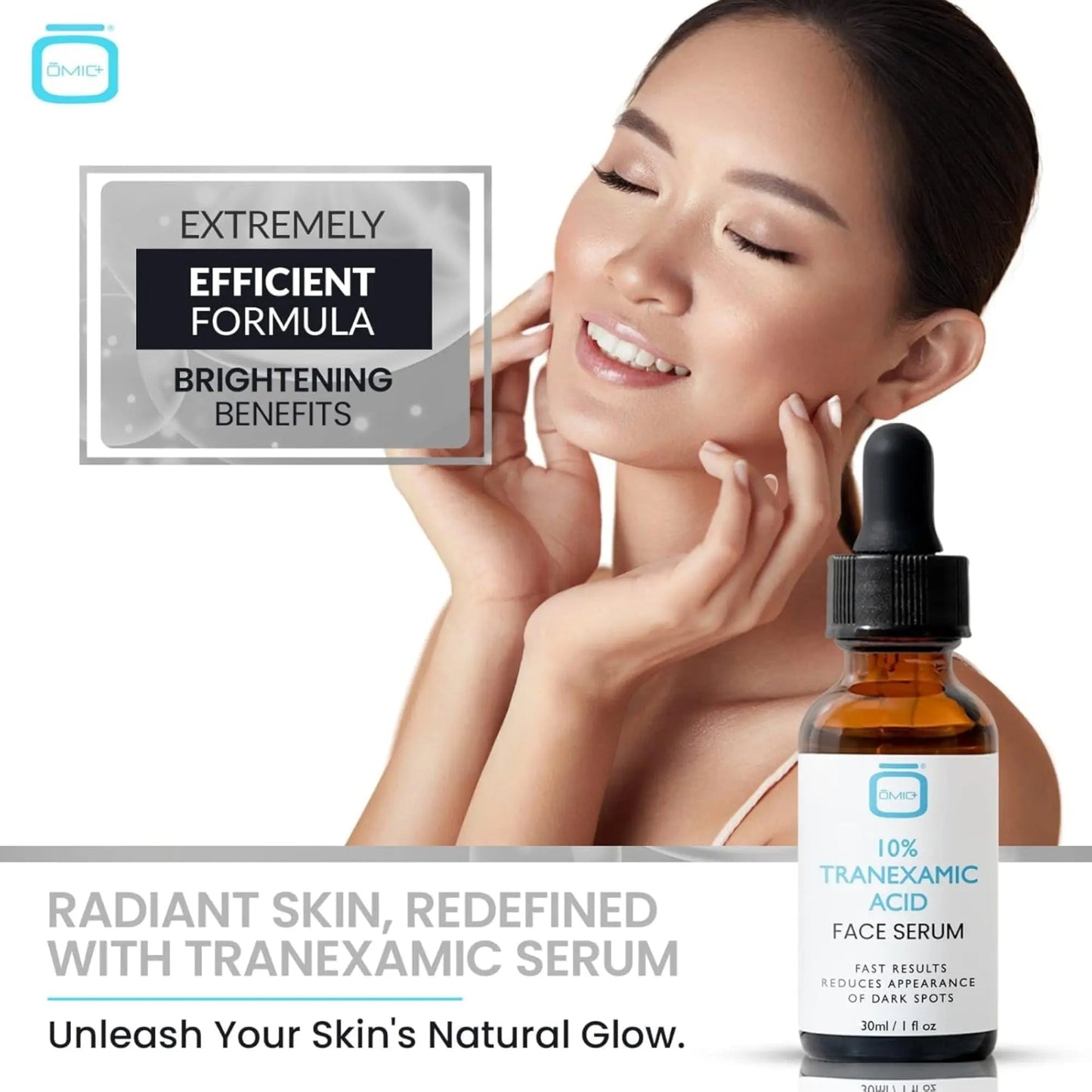 OMIC - 10% Tranexamic Acid Serum for Face - Skin Brightening Serum, For Brown Spots, - 1 fl oz / 30ml - Antiaging Cosmetics