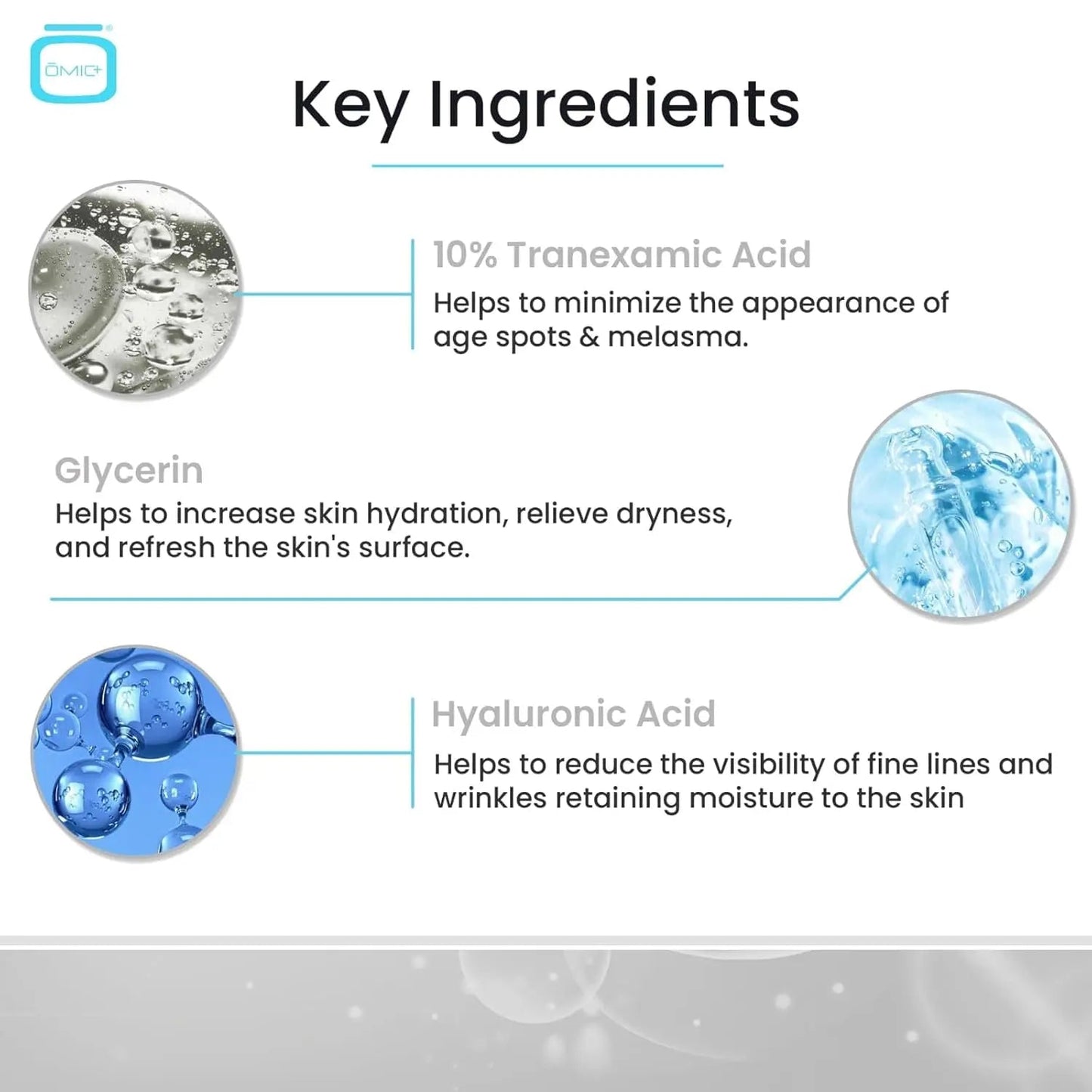OMIC - 10% Tranexamic Acid Serum for Face - Skin Brightening Serum, For Brown Spots, - 1 fl oz / 30ml - Antiaging Cosmetics