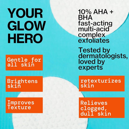 Pacifica - Glow Baby Brightening Peel Pads - 10% Glycolic Acid and Salicylic Acid Exfoliating Pads - 60 pcs - Antiaging Cosmetics