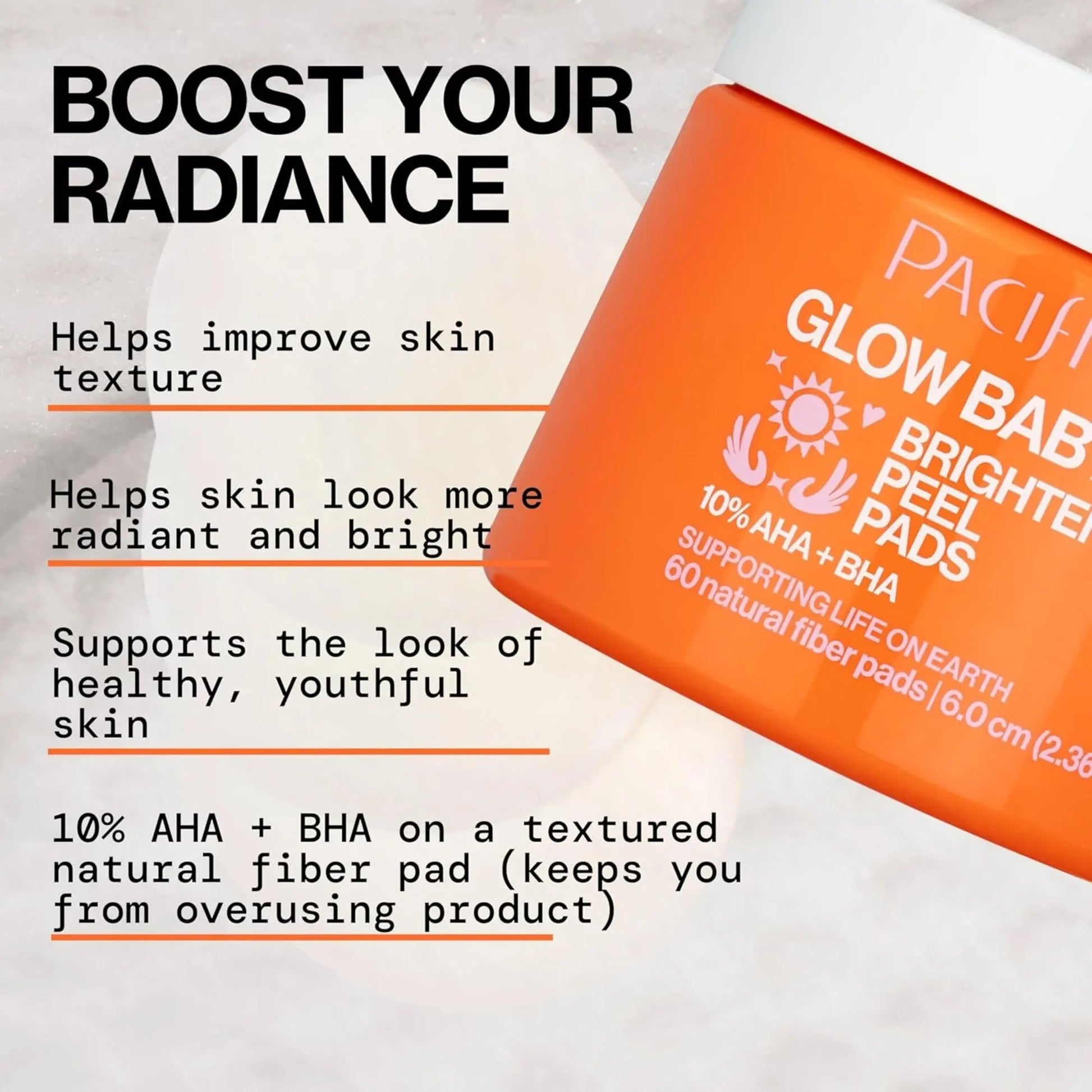 Pacifica - Glow Baby Brightening Peel Pads - 10% Glycolic Acid and Salicylic Acid Exfoliating Pads - 60 pcs - Antiaging Cosmetics