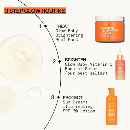 Pacifica - Glow Baby Brightening Peel Pads - 10% Glycolic Acid and Salicylic Acid Exfoliating Pads - 60 pcs - Antiaging Cosmetics