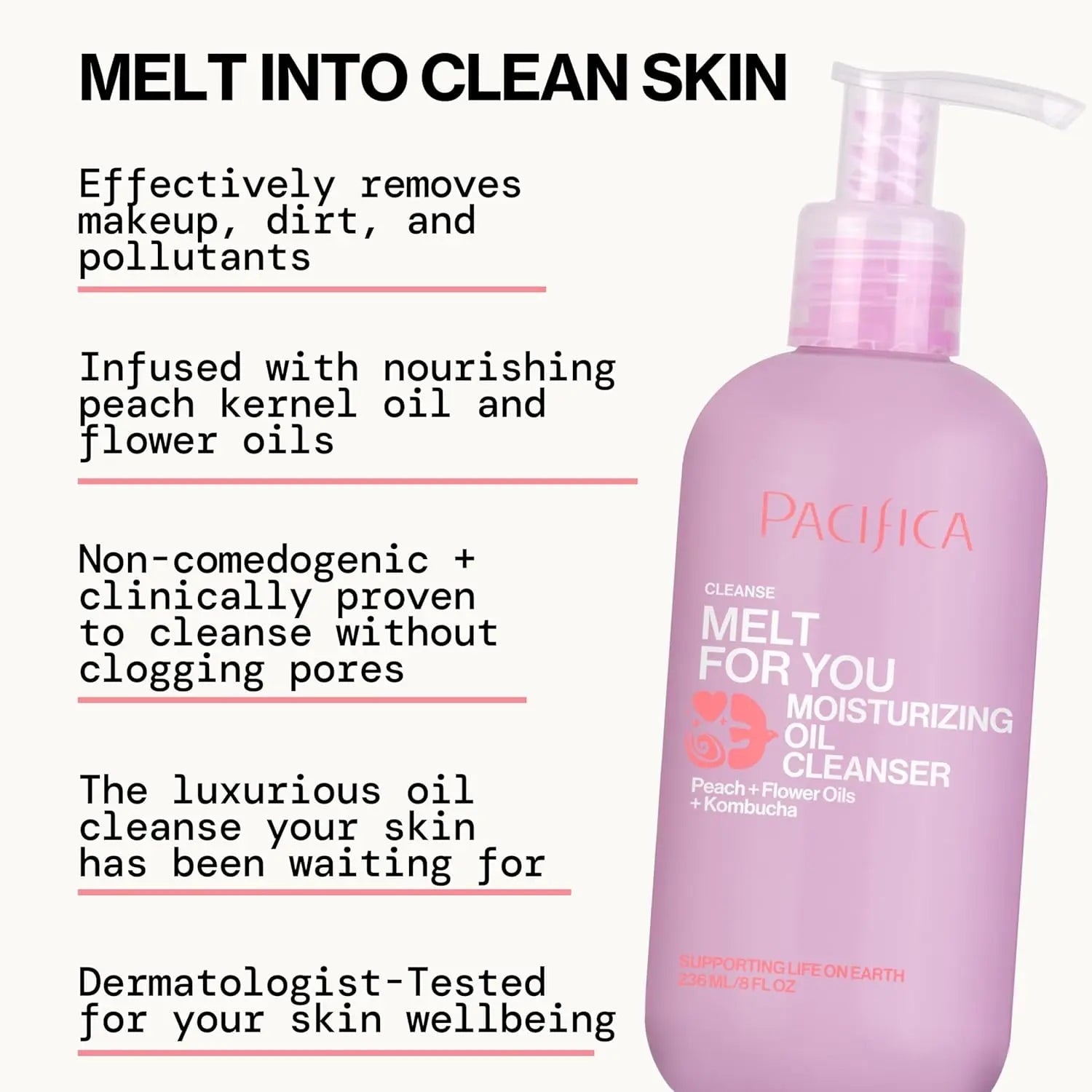 Pacifica Melt For You Facial Cleansing Oil – Makeup Remover Oil Cleanser - 236ml - Antiaging Cosmetics