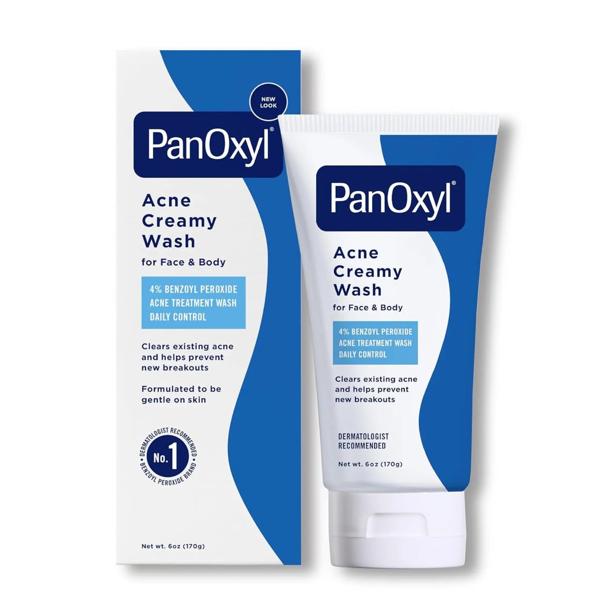 PanOxyl - Antimicrobial Hydrating Acne Creamy Wash, 4% Benzoyl Peroxide - 170ml - Antiaging Cosmetics
