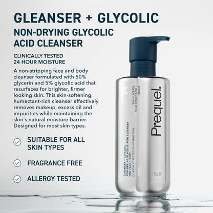 Prequel Glycolic Cleanser with Glycerin for Face and Body Wash 400ml - Antiaging Cosmetics