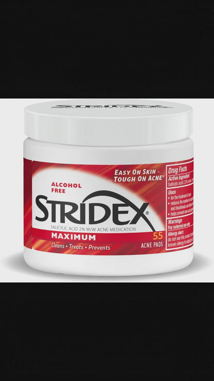 Stridex- Medicated Salicylic Acne Pads, Maximum- 55 Count