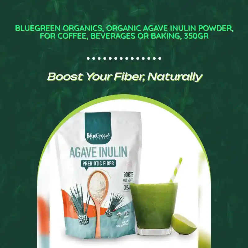 BLUEGREEN Organics, Organic Agave Inulin Powder, for coffee, beverages or baking, 350gr by@Outfy