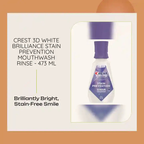 Crest 3D White Brilliance Stain Prevention Mouthwash Rinse - 473 mL by@Outfy