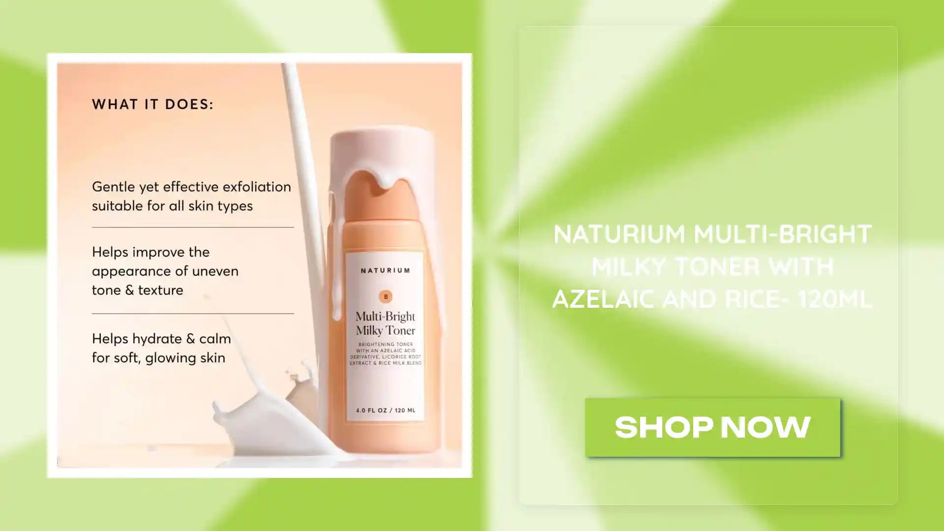 Naturium Multi-Bright Milky Toner with Azelaic and Rice- 120ml by@Outfy