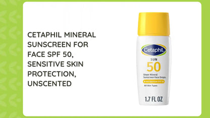 Cetaphil Mineral Sunscreen for Face SPF 50, Sensitive Skin Protection, Unscented by@Outfy