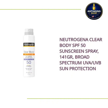 Neutrogena Clear Body SPF 50 Sunscreen Spray, 141gr, Broad Spectrum UVA/UVB Sun Protection by@Outfy