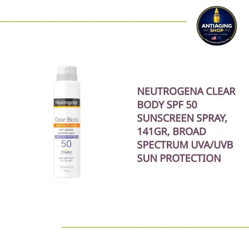 Neutrogena Clear Body SPF 50 Sunscreen Spray, 141gr, Broad Spectrum UVA/UVB Sun Protection by@Outfy
