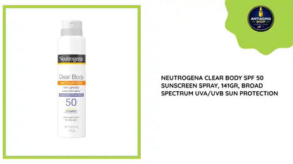 Neutrogena Clear Body SPF 50 Sunscreen Spray, 141gr, Broad Spectrum UVA/UVB Sun Protection by@Outfy