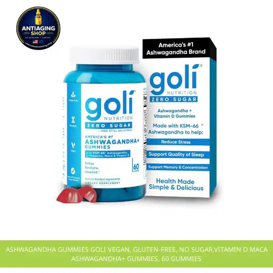 Ashwagandha Gummies Goli Vegan, Gluten-Free, No Sugar,vitamin D Maca Ashwagandha+ Gummies, 60 Gummies by@Outfy