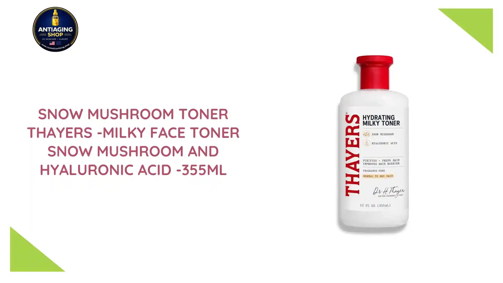 Snow Mushroom toner THAYERS -Milky Face Toner Snow Mushroom and Hyaluronic Acid -355ml by@Outfy