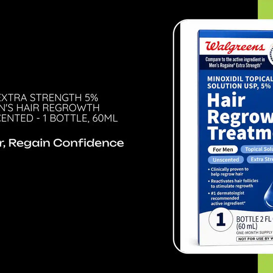 Walgreens Extra Strength 5% Minoxidil Men's Hair Regrowth Treatment Unscented - 1 bottle, 60ml by@Outfy