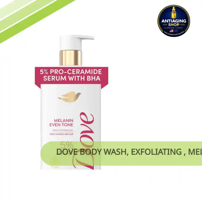 Dove Body Wash, Exfoliating , Melanin 5% Pro-Ceramide Serum with BHA - 18.5 oz (547ml) by@Outfy