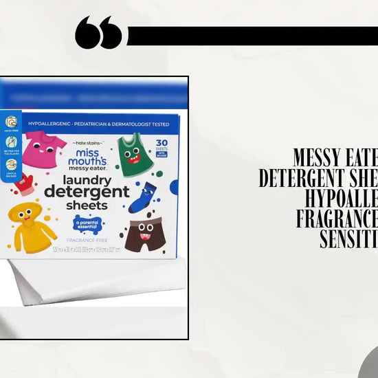 Messy Eater Laundry Detergent Sheets - 60 Loads, Hypoallergenic &amp; Fragrance-Free for Sensitive Skin by@Outfy