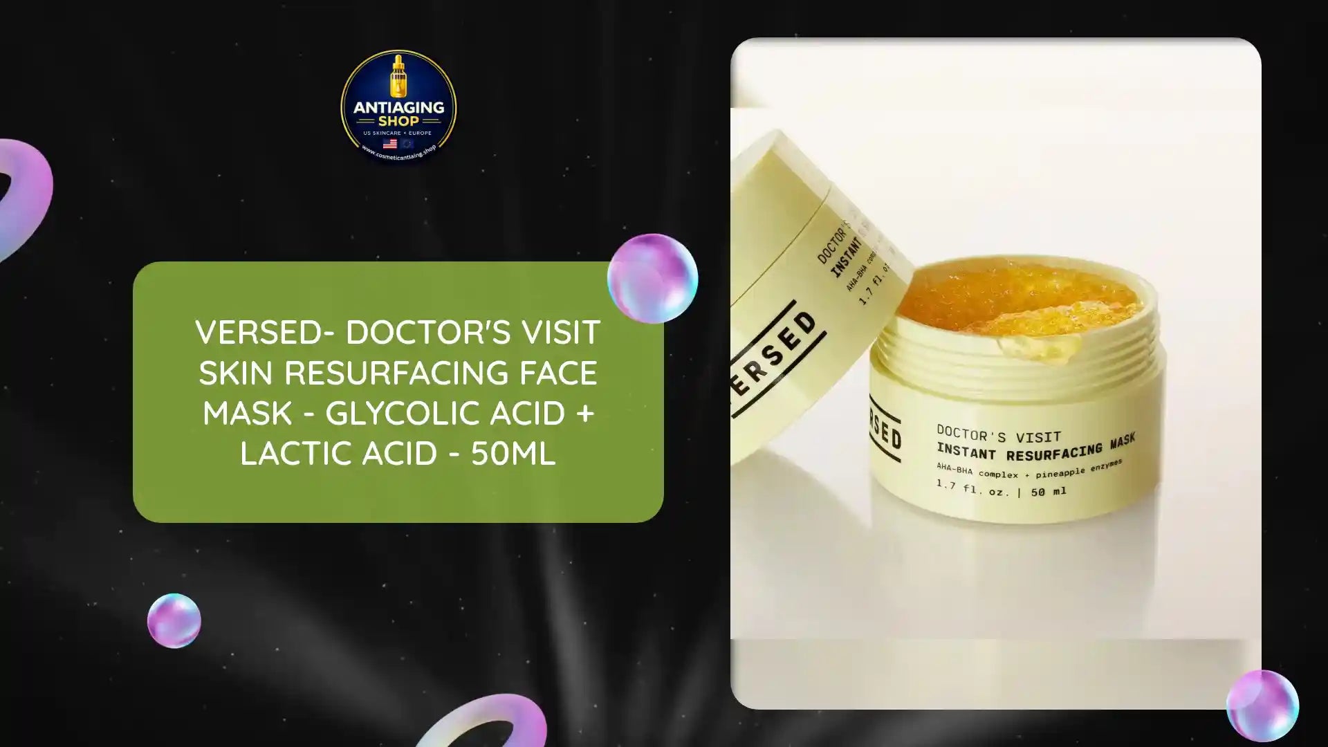 Versed- Doctor's Visit Skin Resurfacing Face Mask - Glycolic Acid + Lactic Acid - 50ml by@Outfy
