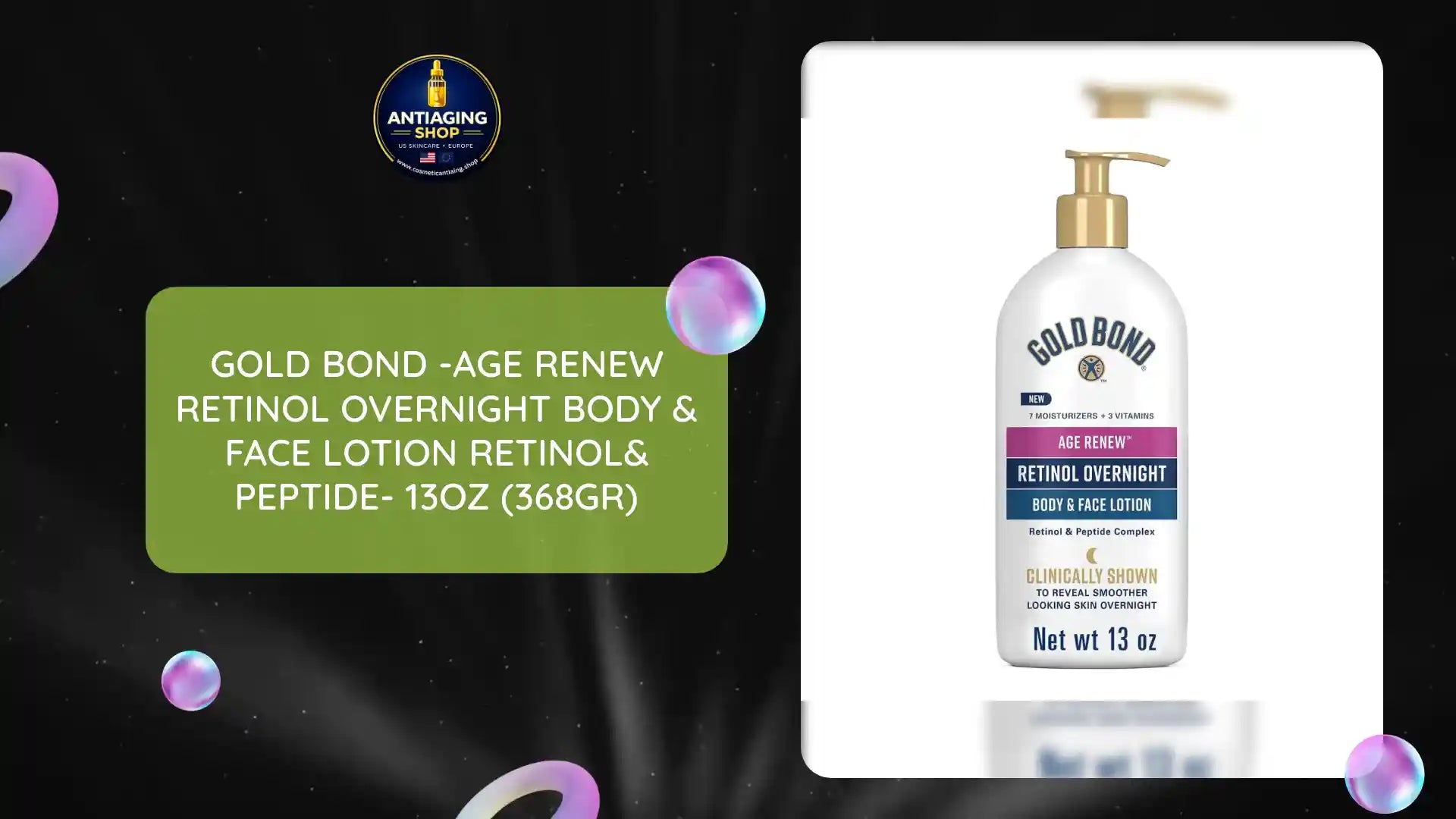 Gold Bond -Age Renew Retinol Overnight Body & Face Lotion Retinol& Peptide- 13oz (368gr) by@Outfy