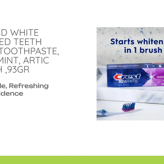 Crest 3D White Advanced Teeth Whitening Toothpaste, Radiant Mint, Artic Fresh ,93gr by@Outfy