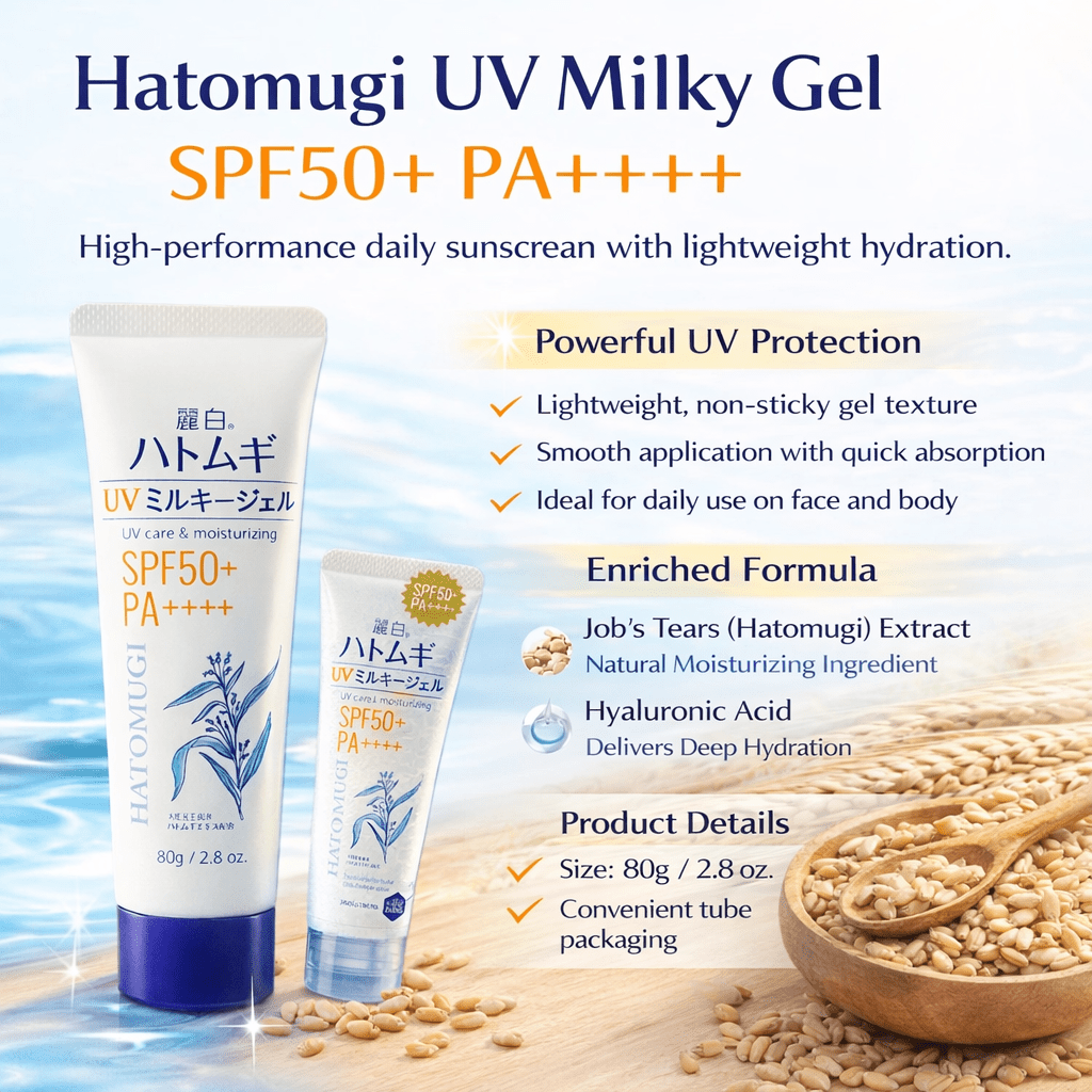 Reihaku HatoMugi UV Milky Gel SPF50+ PA++++ Tube Type 80g - Antiaging Cosmetics