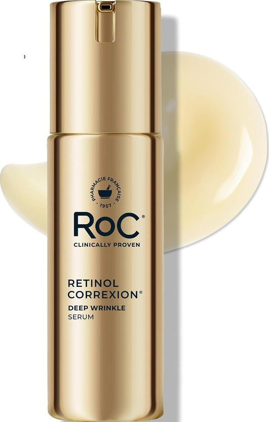 RoC Retinol Correxion Deep Wrinkle Serum – Anti-Aging Treatment for Fine Lines, Vitamin C, 1 oz - Antiaging Cosmetics
