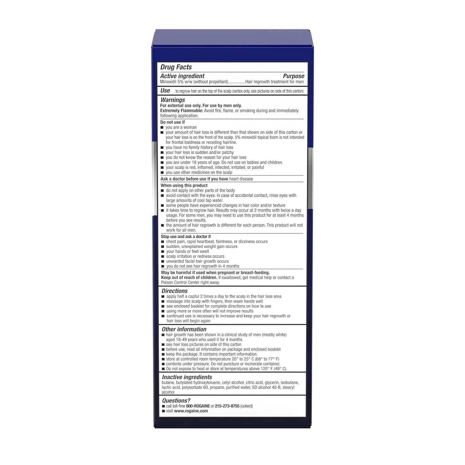 ROGAINE Minoxidil foam Hair Loss MEN MINODIXIL 5% Foam 1 Month Supply - Antiaging Cosmetics