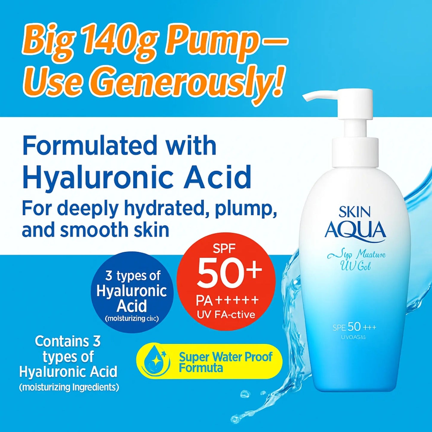 Rohto Mentholatum - Skin Aqua UV Super Moisture Gel SPF 50+ PA++++ - Sunscreen - 170gr - Antiaging Cosmetics