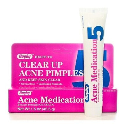 Rugby Acne -Treatment BENZOYL Peroxide Gel 5,- 1.5 oz( 42.5 gr)