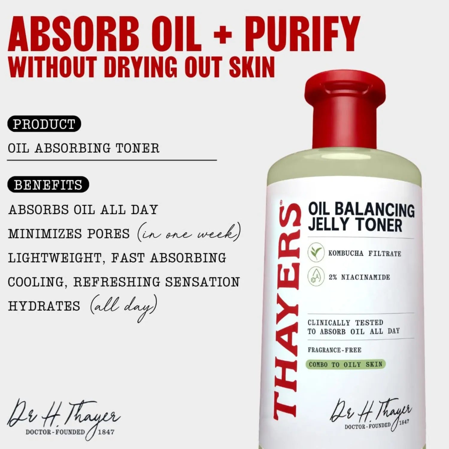 Thayers Oil Absorbing Toner, Pore Reducing Facial Toner - 355ml - Antiaging Cosmetics