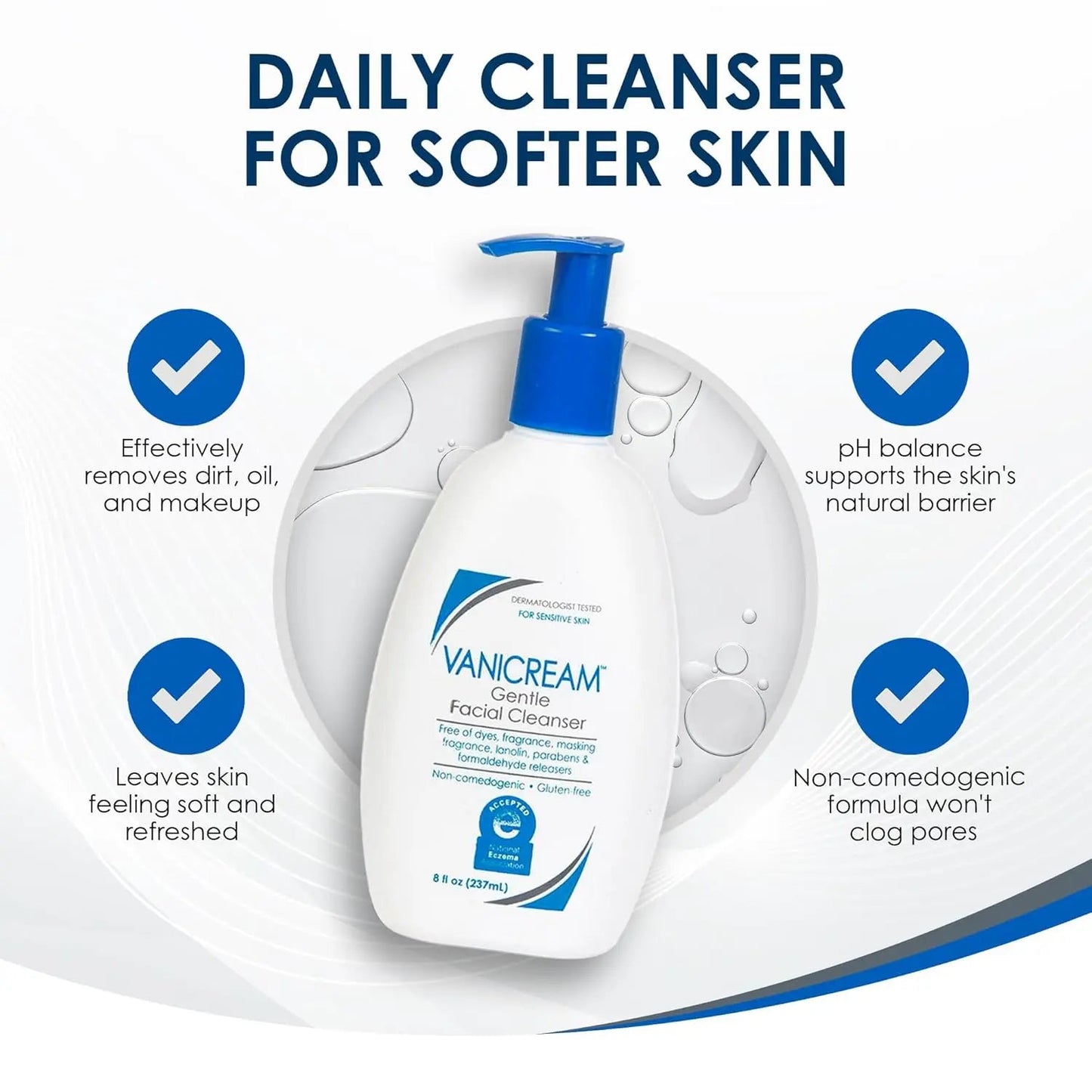 VANICREAM Facial Cleanser Ceramide, Gentle cleansing, for Sensitive skin - 237ml - Antiaging Cosmetics