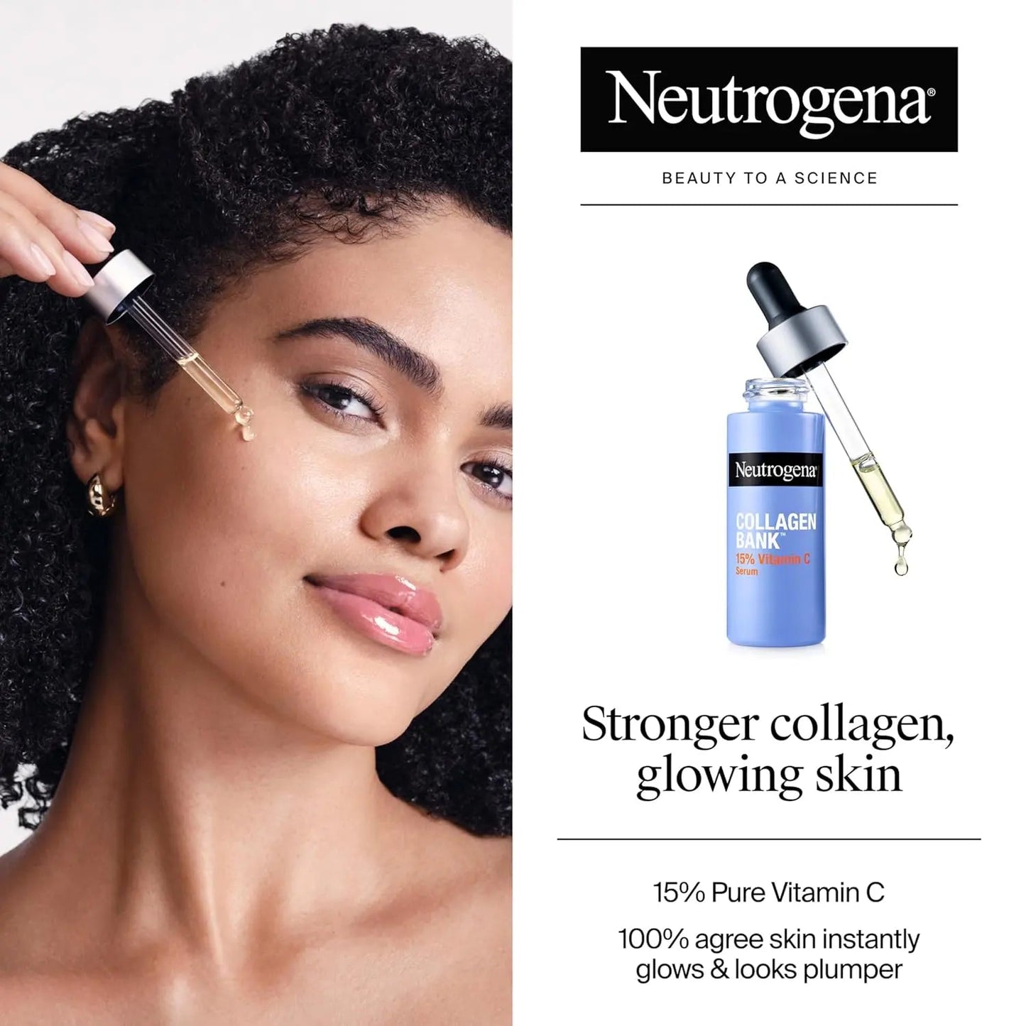 Vitamin C Face Serum 15% – Neutrogena Collagen Bank, Fragrance - Free - Antiaging Cosmetics